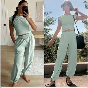 SOLD Two Piece Outfit Casual Lounge Set Cropped Top and jogger Sweatpant